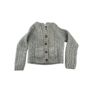 Abercrombie Girls Gray 100% Wool Sweater With Pockets & Button Closure Size L